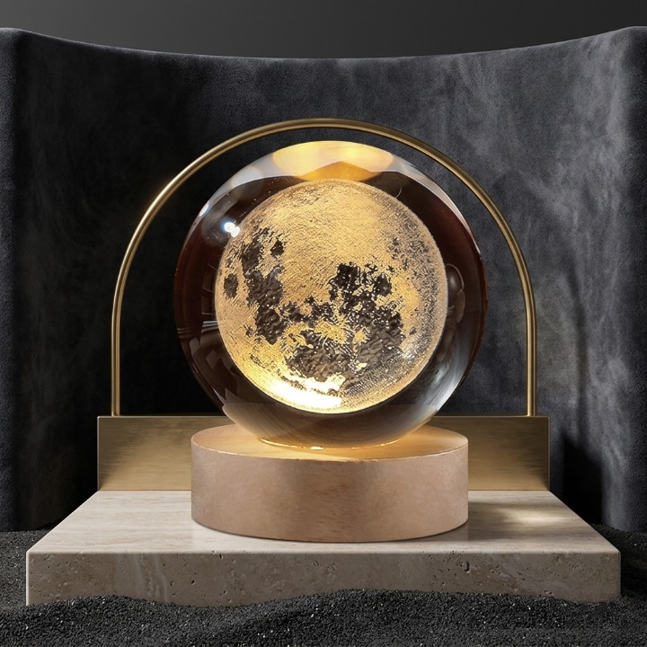 3D Moon Crystal Ball LED Night Light – Aesthetic Room Decor & Gift