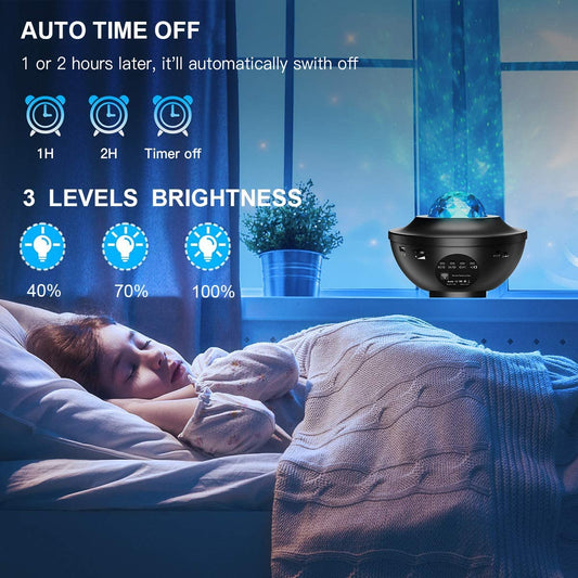 Galaxy Star Projector Night Light with Bluetooth Music Speaker & Remote Control | USB LED Nebula Lamp