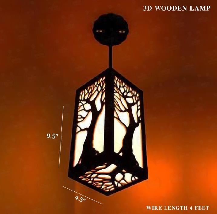 3D Wooden Ceiling Lamp Tree Design