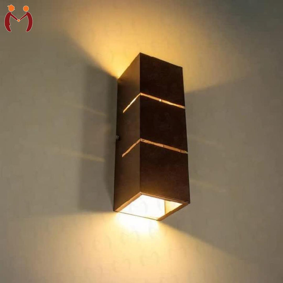 3D Wooden Wall Lamp Brown Golden Modern Design