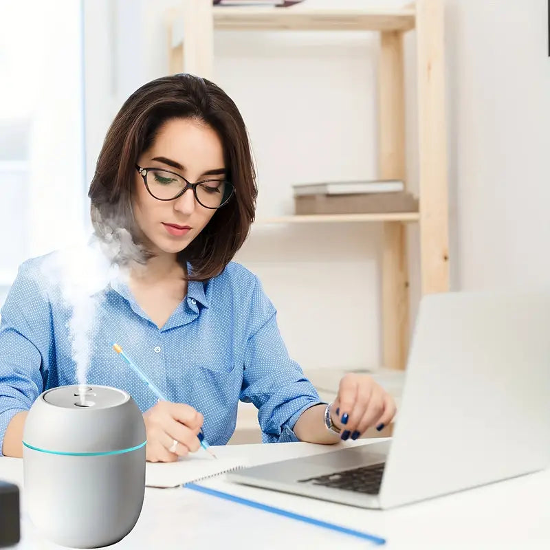 2-in-1 Mini Portable Air Humidifier & Aroma Diffuser | Warm LED Light & Auto Shut-Off