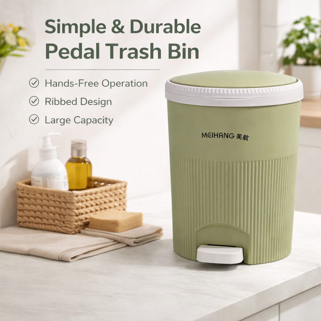 Royal Round Pedal Dustbin with Lid – Hands-Free Trash Can for Kitchen, Bathroom & Office