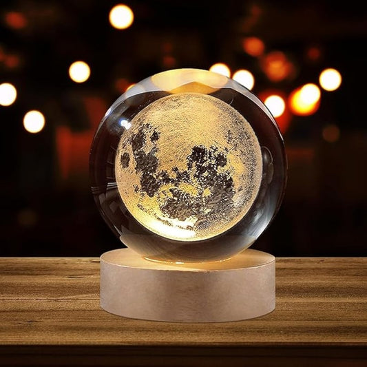 3D Moon Crystal Ball LED Night Light – Aesthetic Room Decor & Gift