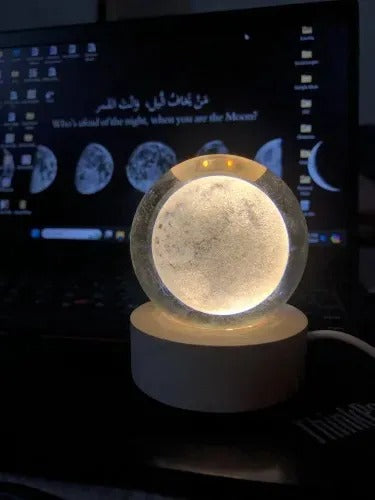 3D Moon Crystal Ball LED Night Light – Aesthetic Room Decor & Gift