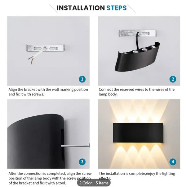 Waterproof Up Down LED Wall Light (Black Aluminum Body)