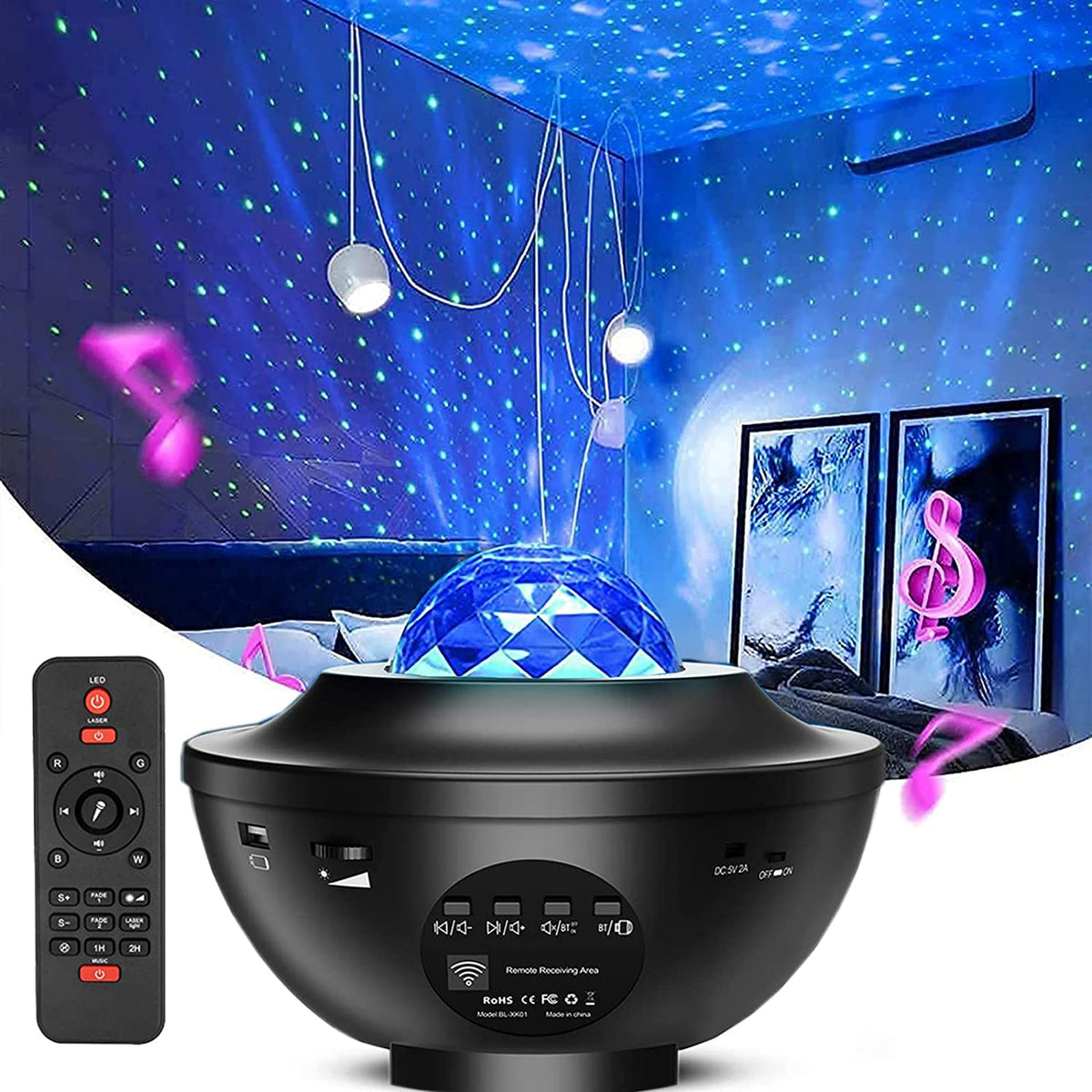 Galaxy Star Projector Night Light with Bluetooth Music Speaker & Remote Control | USB LED Nebula Lamp