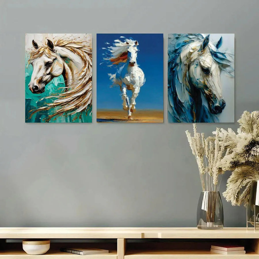 8x11 Inch Horse Painting Photo Tiles Set of 3