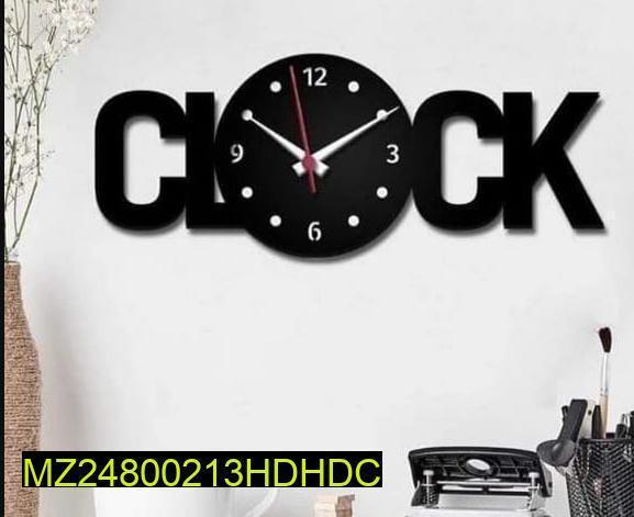 Modern Black Wall Clock 12-Hour Analog MDF Decor
